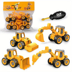 Kids Assembly Excavator Toy Set with Screwdriver
