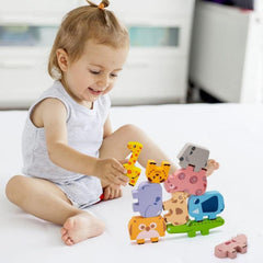 Montessori Wooden Animal Blocks Sorting & Stacking Toys