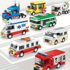 City Car Small Building Blocks Educational Assembly Toys Fire Truck