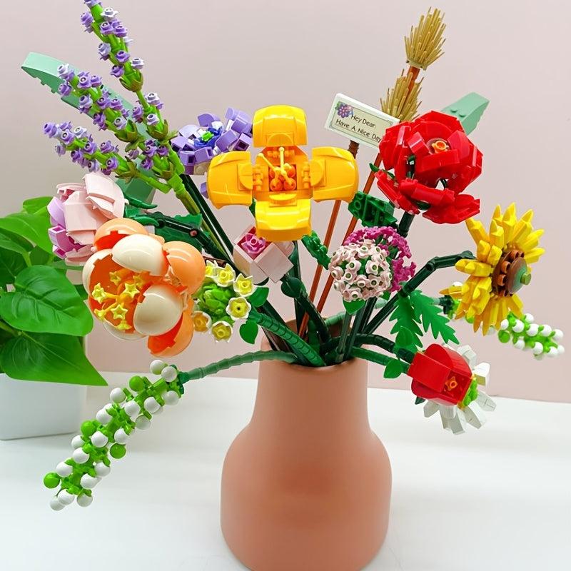 Mini Bricks Flower Bouquet Building Sets DIY Home Decoration