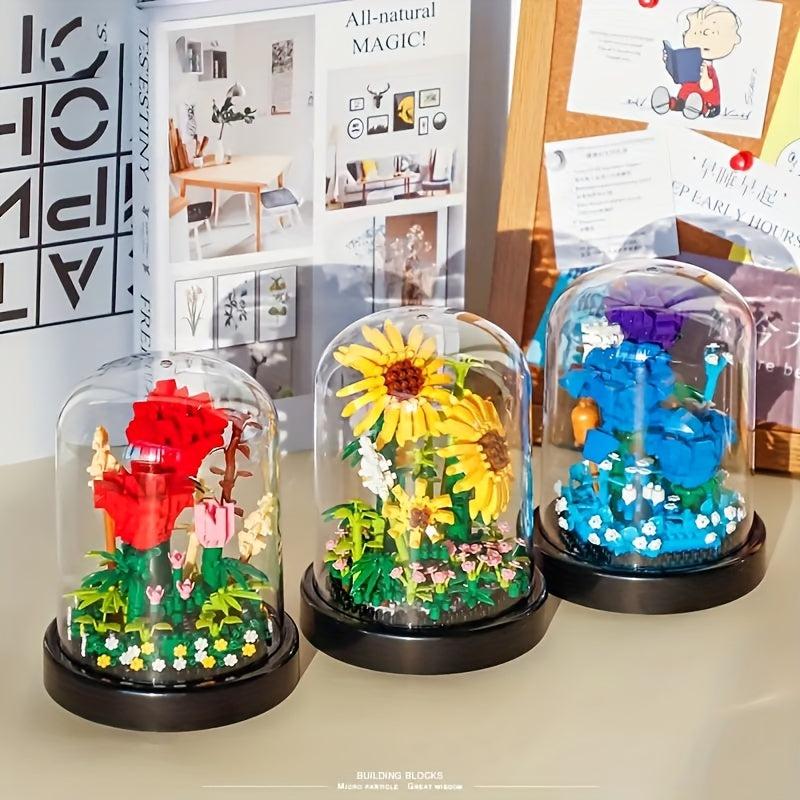 Flower Bouquet Building Set DIY Plant Potted Decoration Model Building Blocks