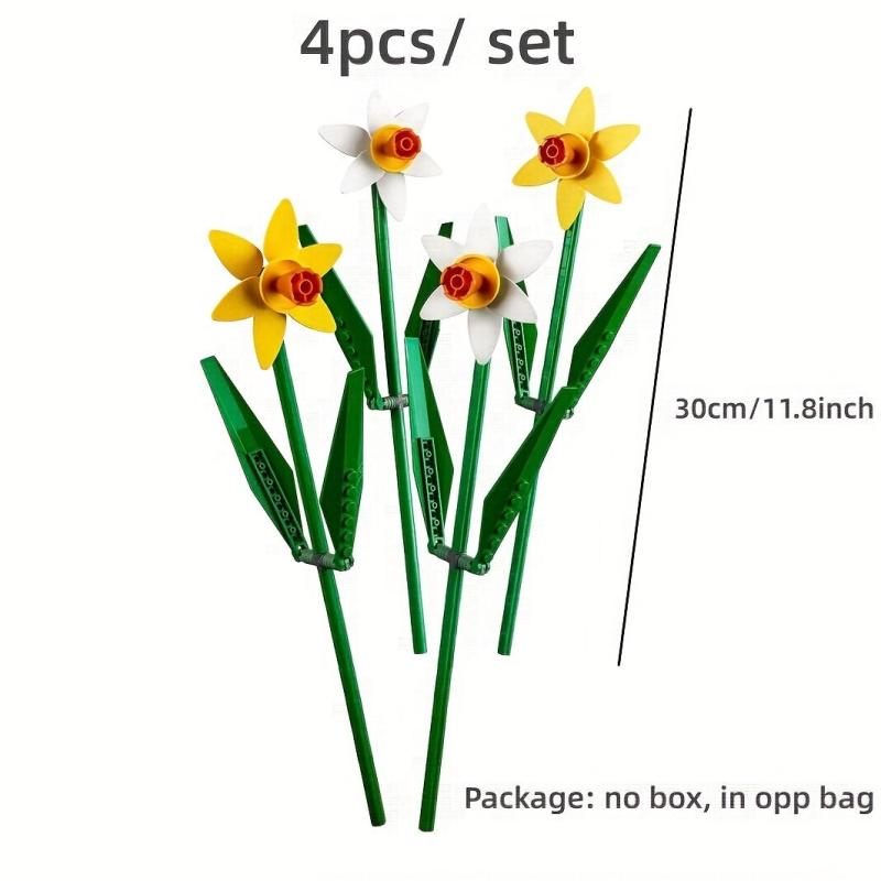 4pcs Daffodils Building Blocks DIY Home Decoration Toys