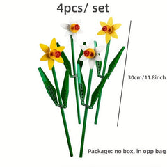 4pcs Daffodils Building Blocks DIY Home Decoration Toys