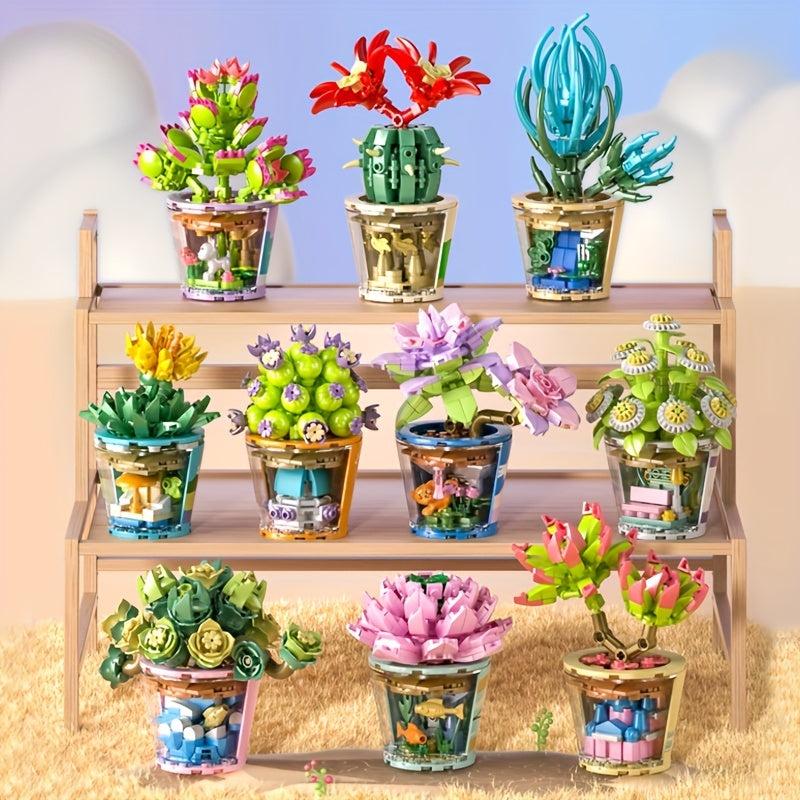 Flowers Plant Potted Building Blocks Puzzle Toy for Early Education
