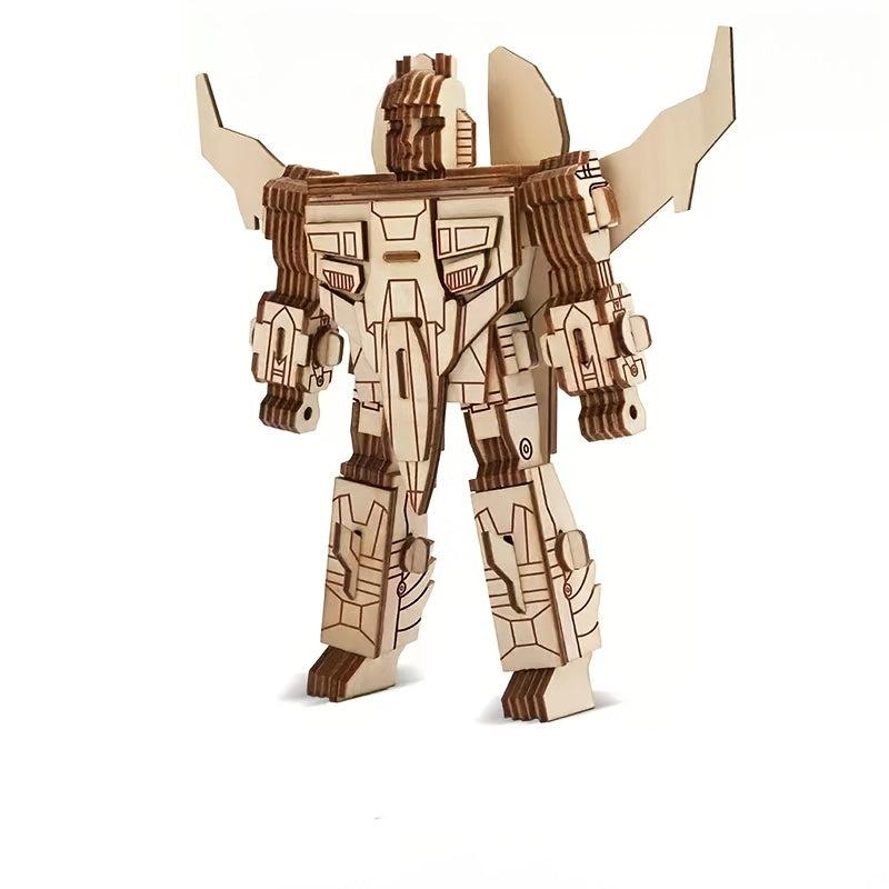Robot Wooden 3D Puzzle Children's Educational Toys DIY Model For Boys