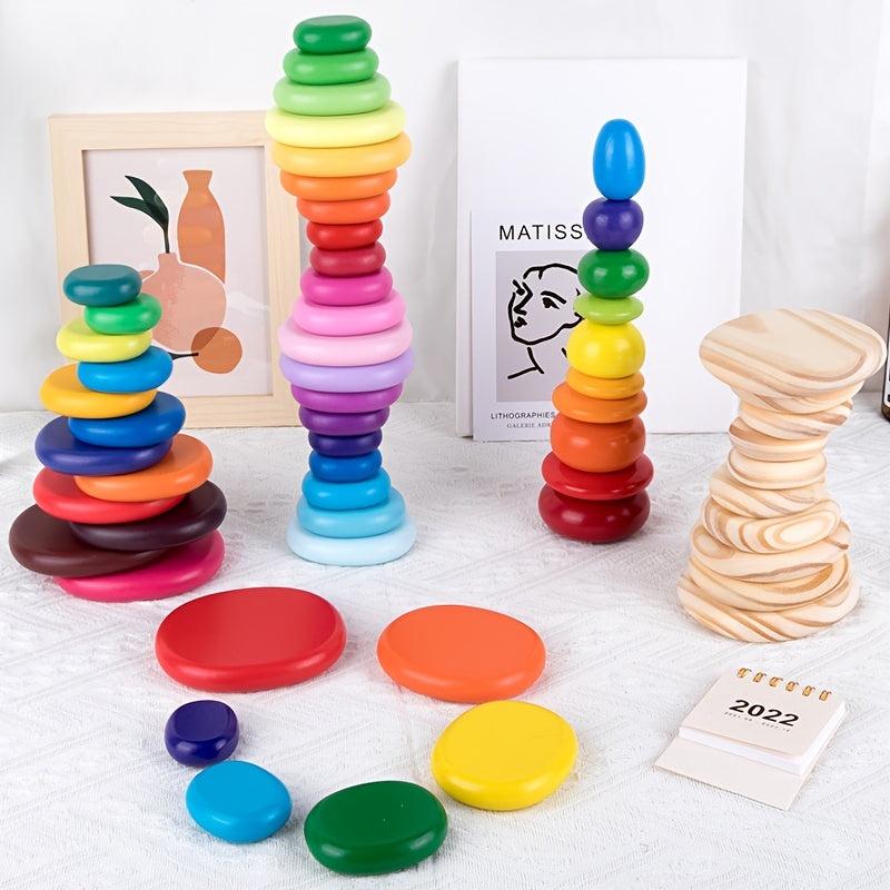 Rainbow Stacked Stones Building Blocks Kids Toy