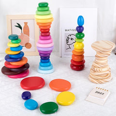 Rainbow Stacked Stones Building Blocks Kids Toy