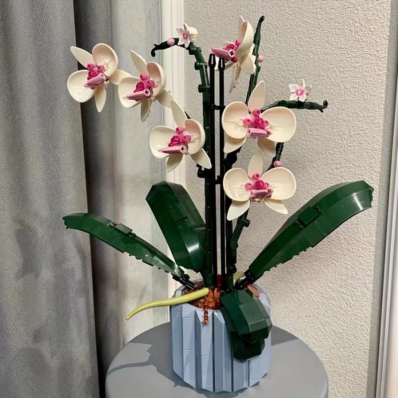 608pcs Eternal Flower Series Orchid Bonsai Building Blocks Assembly Decoration