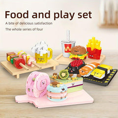 Mini Building Blocks Burger Barbecue Cake Fun Food Toys