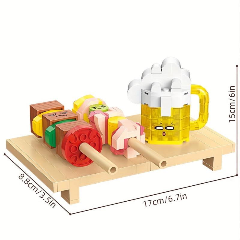 Mini Building Blocks Burger Barbecue Cake Fun Food Toys