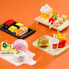 Mini Building Blocks Burger Barbecue Cake Fun Food Toys