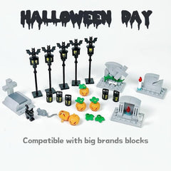 Halloween Pumpkin Head Tombstone Blocks Decoration Toys