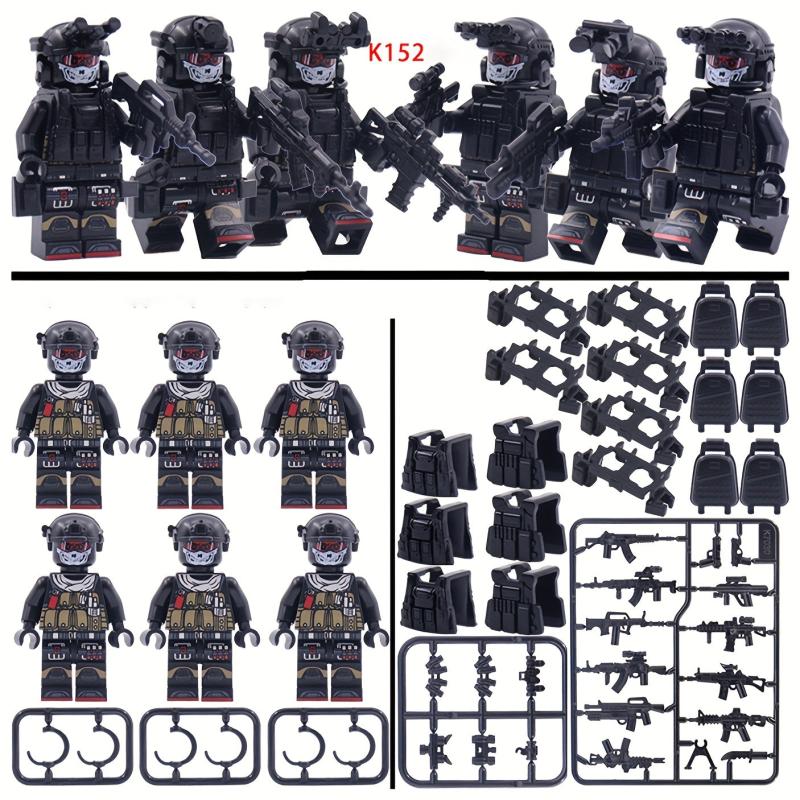 6pcs Figures & Armor Weapons Compatible With Army Soldier