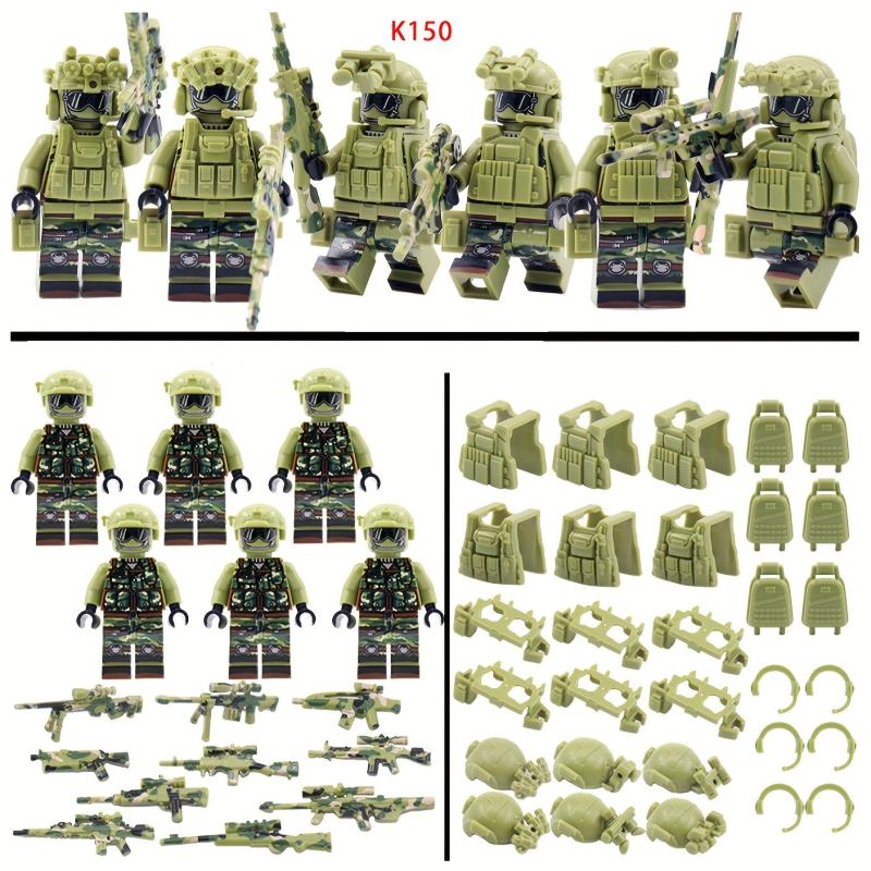 6pcs Figures & Armor Weapons Compatible With Army Soldier
