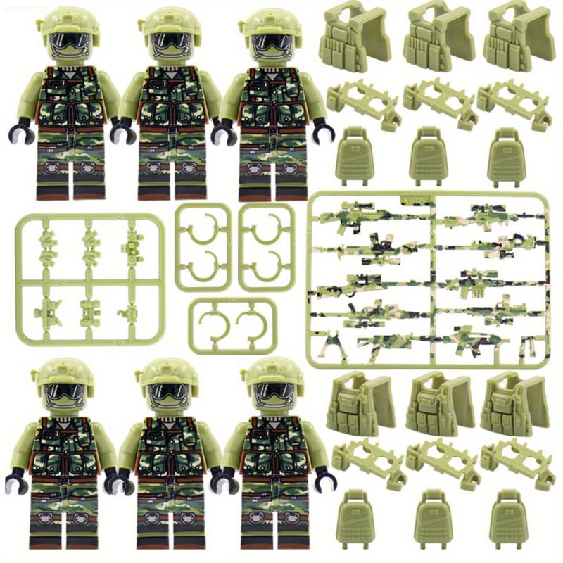 6pcs Figures & Armor Weapons Compatible With Army Soldier