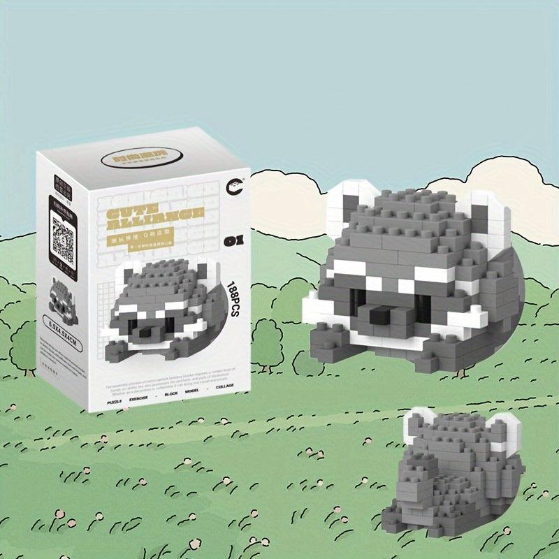 DIY Animal Series Building Blocks Panda Raccoon Building Blocks