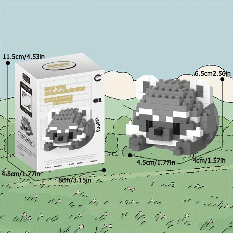 DIY Animal Series Building Blocks Panda Raccoon Building Blocks