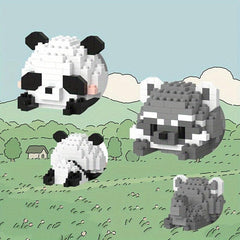 DIY Animal Series Building Blocks Panda Raccoon Building Blocks