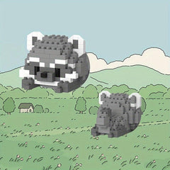 DIY Animal Series Building Blocks Panda Raccoon Building Blocks