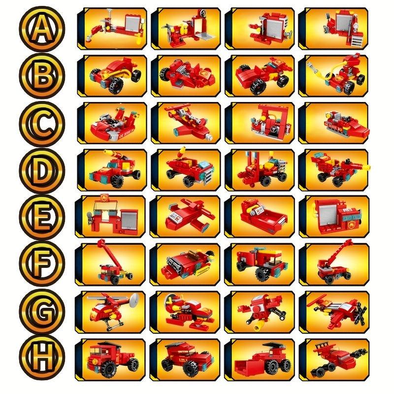 Fire Station Building Blocks Truck Helicopter Educational Boy Toys