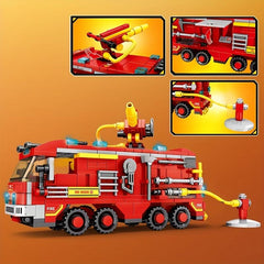 Fire Station Building Blocks Truck Helicopter Educational Boy Toys
