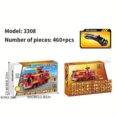Fire Station Building Blocks Truck Helicopter Educational Boy Toys