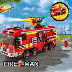 Fire Station Building Blocks Truck Helicopter Educational Boy Toys