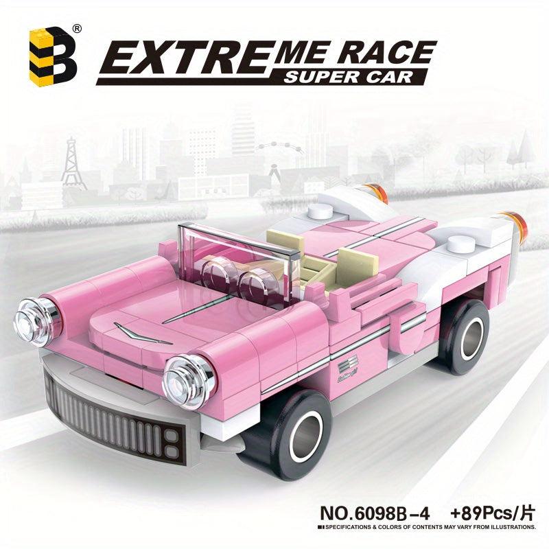 Sports Car Building Blocks Kit Convertible Toy for Kids & Adults