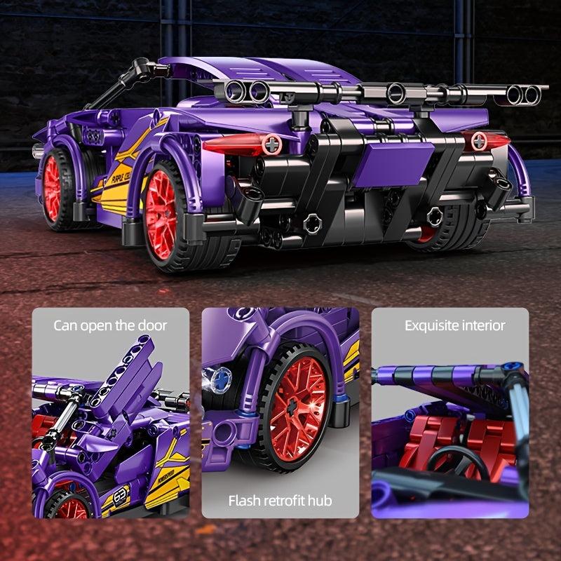 Purple Sports Car Building Blocks Model for Kids 8+