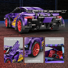 Purple Sports Car Building Blocks Model for Kids 8+