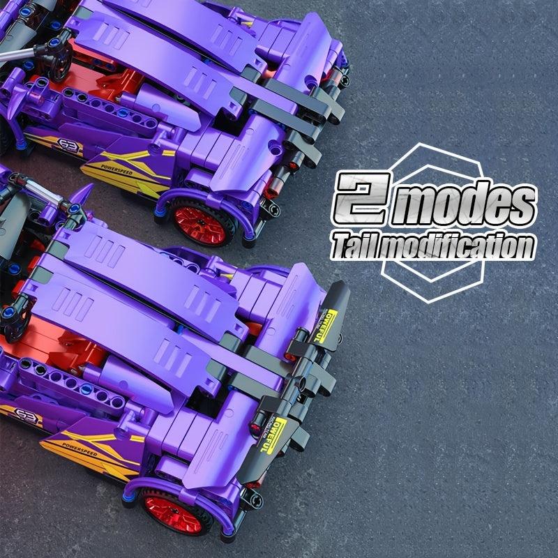 Purple Sports Car Building Blocks Model for Kids 8+