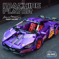 Purple Sports Car Building Blocks Model for Kids 8+