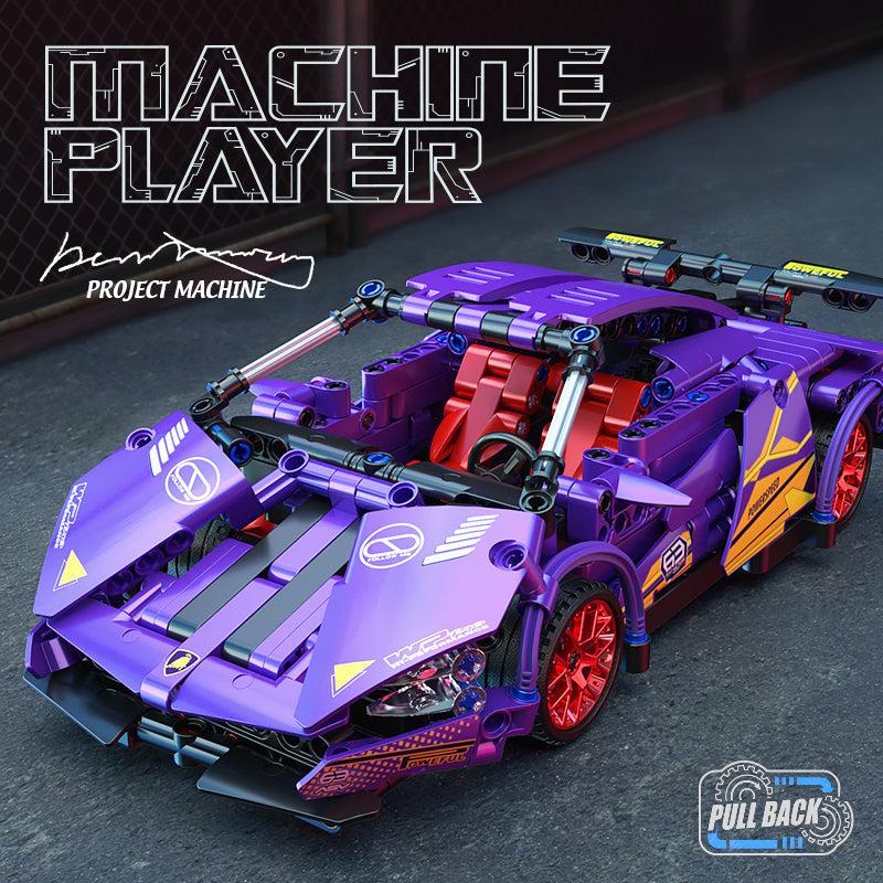 Purple Sports Car Building Blocks Model for Kids 8+