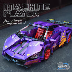 Purple Sports Car Building Blocks Model for Kids 8+