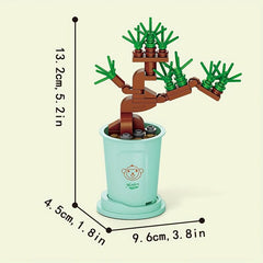 Flowers Building Blocks DIY Penglai Pine Model Assembled Building Block Toys