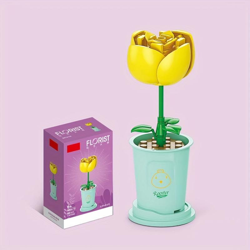 Flowers Building Blocks DIY Penglai Pine Model Assembled Building Block Toys