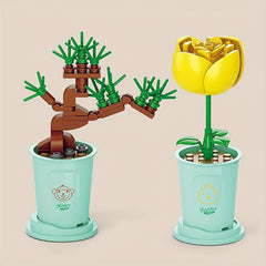 Flowers Building Blocks DIY Penglai Pine Model Assembled Building Block Toys