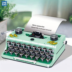 Retro Typewriter Model Building Blocks Educational Toys