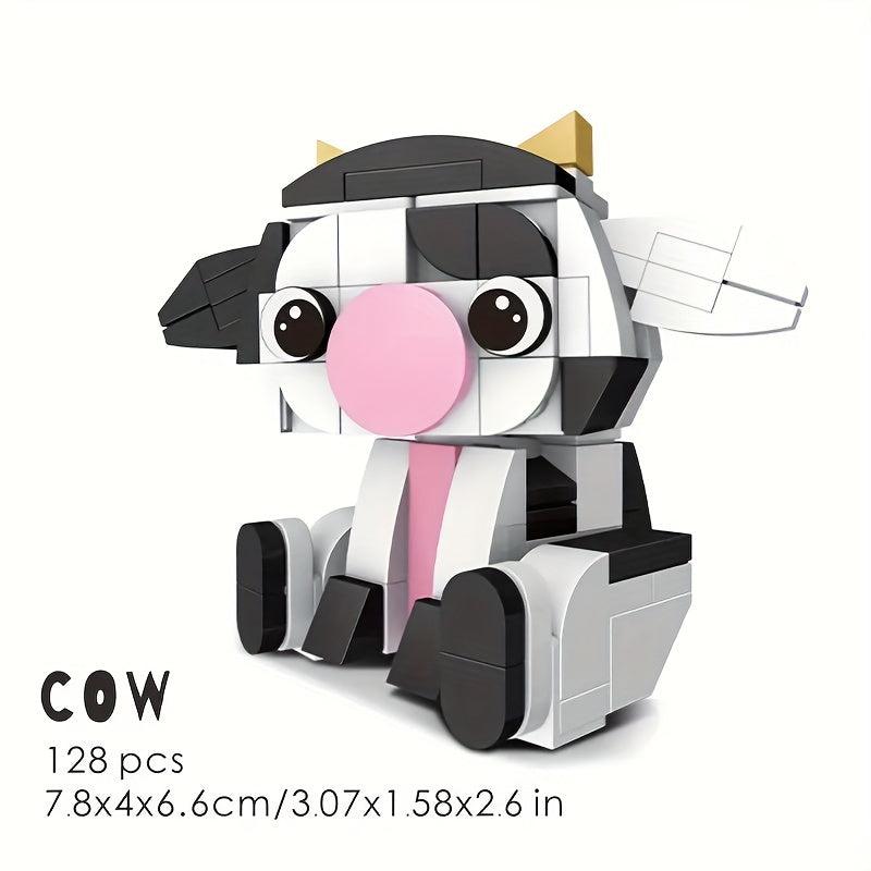 128pcs Cow Building Block DIY Tabletop Decoration Toy for Boys Girls