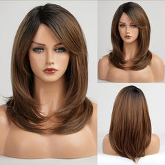 Brown Long Straight Hair Wigs for Daily Wear & Healthy Brown Wigs