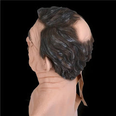 Old Man Mask Latex Human Head Mask Funny Elder Wrinkle Head Mask