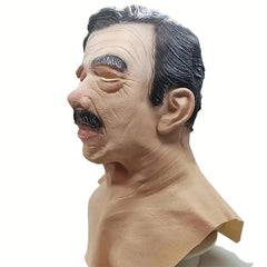 Old Man Mask Latex Human Head Mask Funny Elder Wrinkle Head Mask