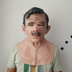 Old Man Mask Latex Human Head Mask Funny Elder Wrinkle Head Mask