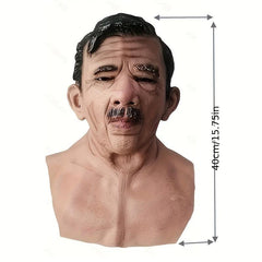 Old Man Mask Latex Human Head Mask Funny Elder Wrinkle Head Mask