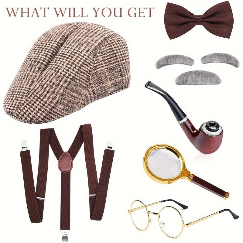 1920s Detective Costume Set with Accessories for Halloween Cosplay Party