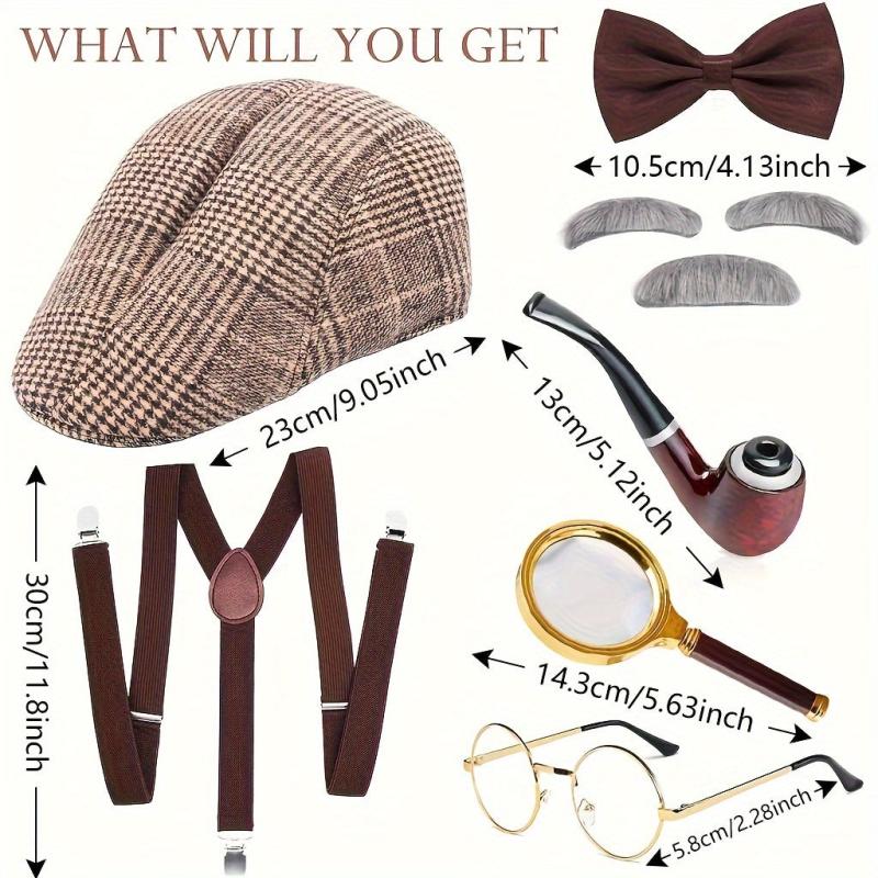 1920s Detective Costume Set with Accessories for Halloween Cosplay Party