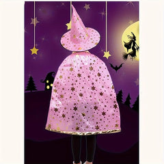 2pcs Halloween Cloak & Witch Hat Kids Cosplay Costume Props