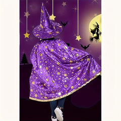 2pcs Halloween Cloak & Witch Hat Kids Cosplay Costume Props