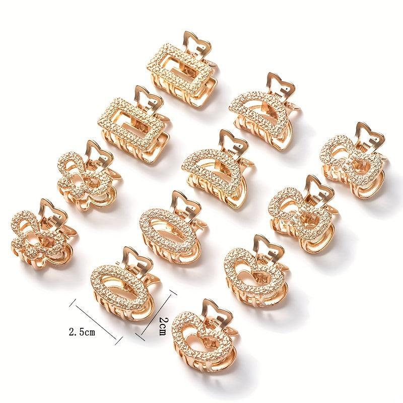 6pcs Geometric Hollow Small Hair Claw Clamps Hair Crab Clip Accessories