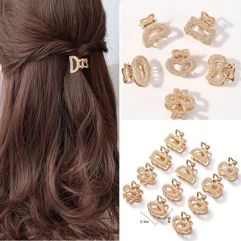 6pcs Geometric Hollow Small Hair Claw Clamps Hair Crab Clip Accessories